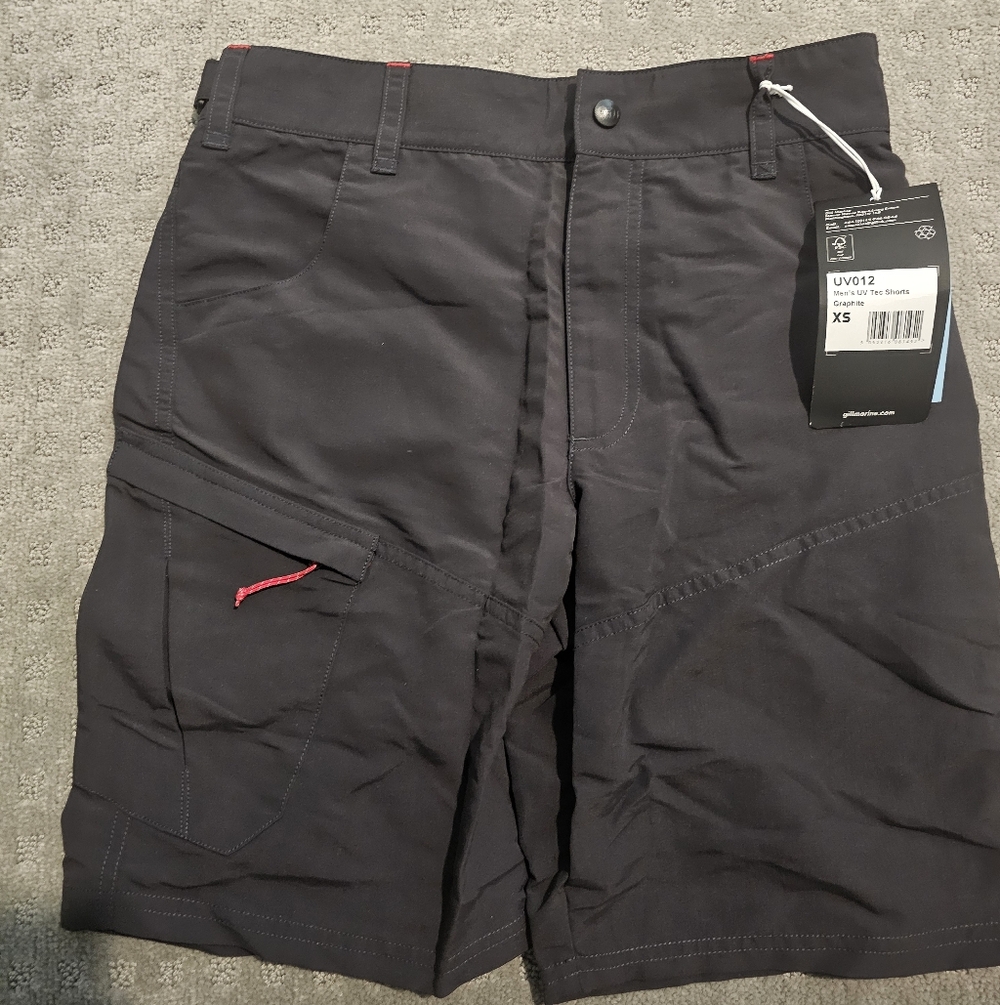 Gill Marine Men UV Tec Shorts Graphite Gray Sailing Fishing UV012 XS NWT